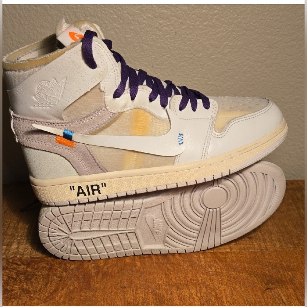 Off-White x Nike White and Purple High-Top Sneakers size 7 ππ₯ - Picture 12 of 13